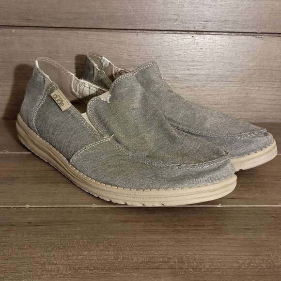 Hey Dude Chan Stretch Fleece Linen Steppa Mens Loafers Size 8 Light Blue - Picture 1 of 12